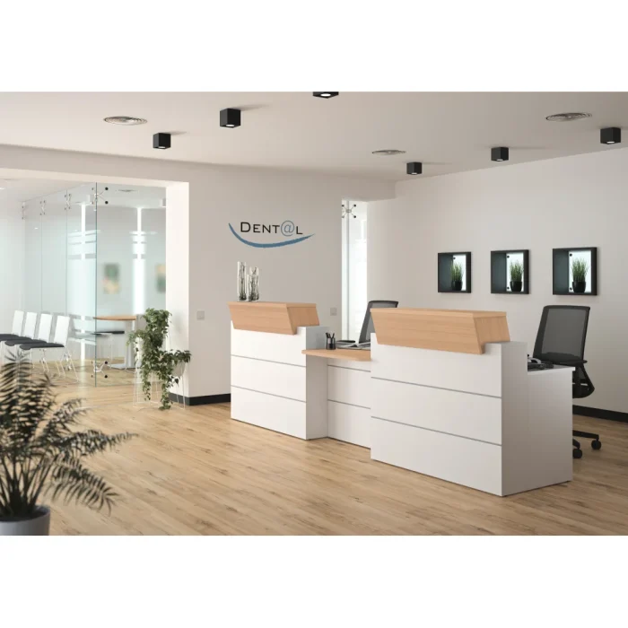 5 Low, straight reception bench for people with reduced mobility, 80 cm wide,